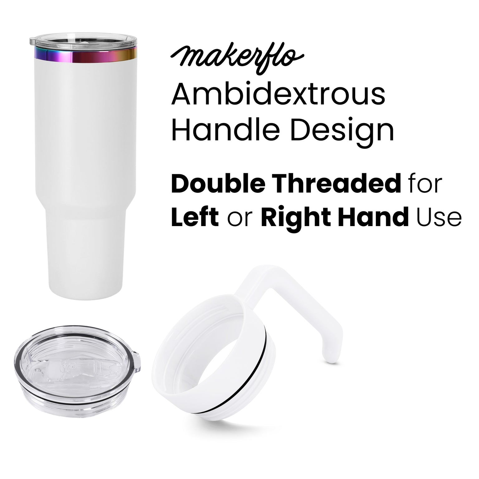 40oz Electroplated Tumbler Ambidextrous Twist on Handle Design