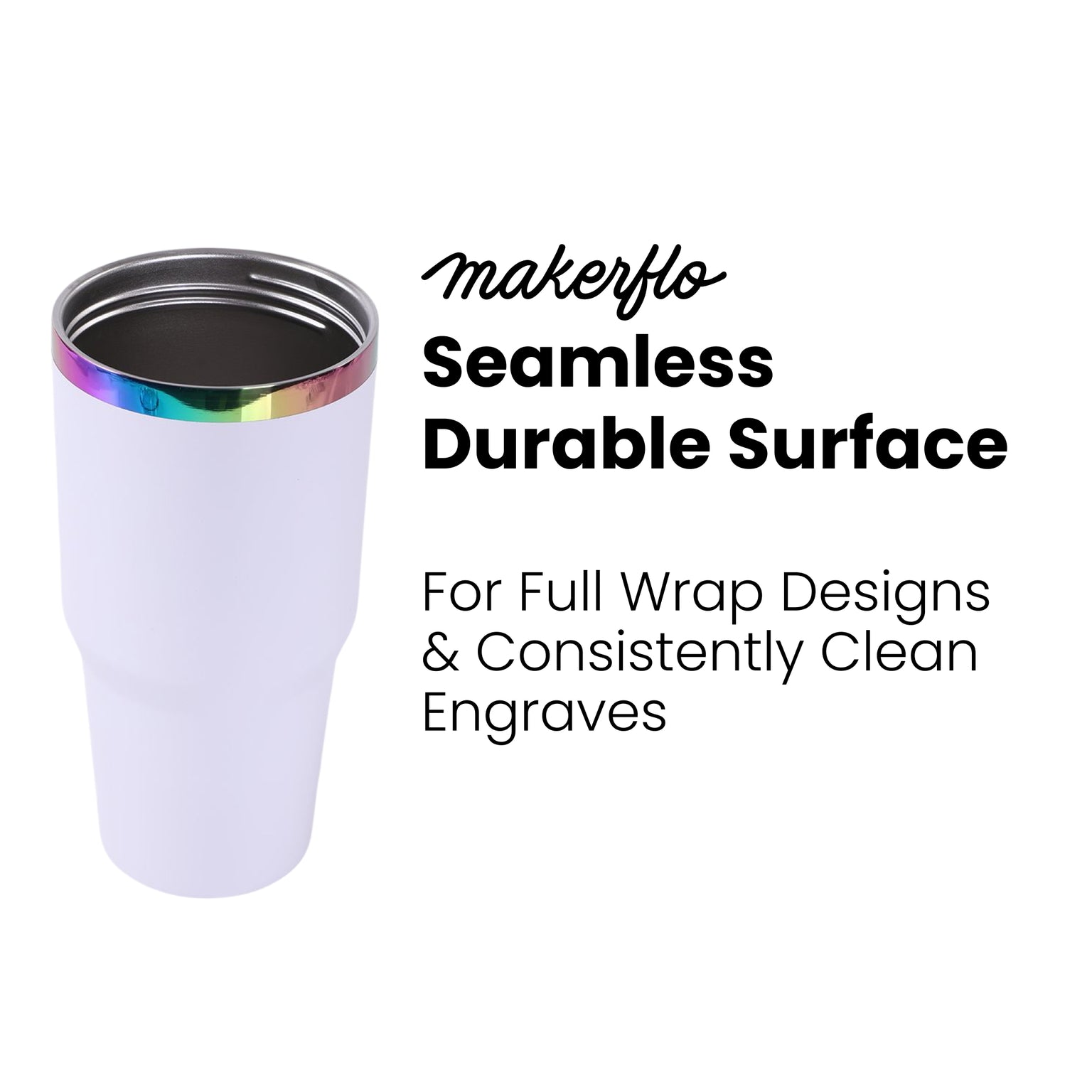 30oz electroplated tumbler with handle features a laser ready completely seamless surface for full wrap engraving or printing