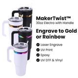 30oz Electroplated tumbler with handle for personalization and customization - laser engrave, uv print, epoxy or uv dtf