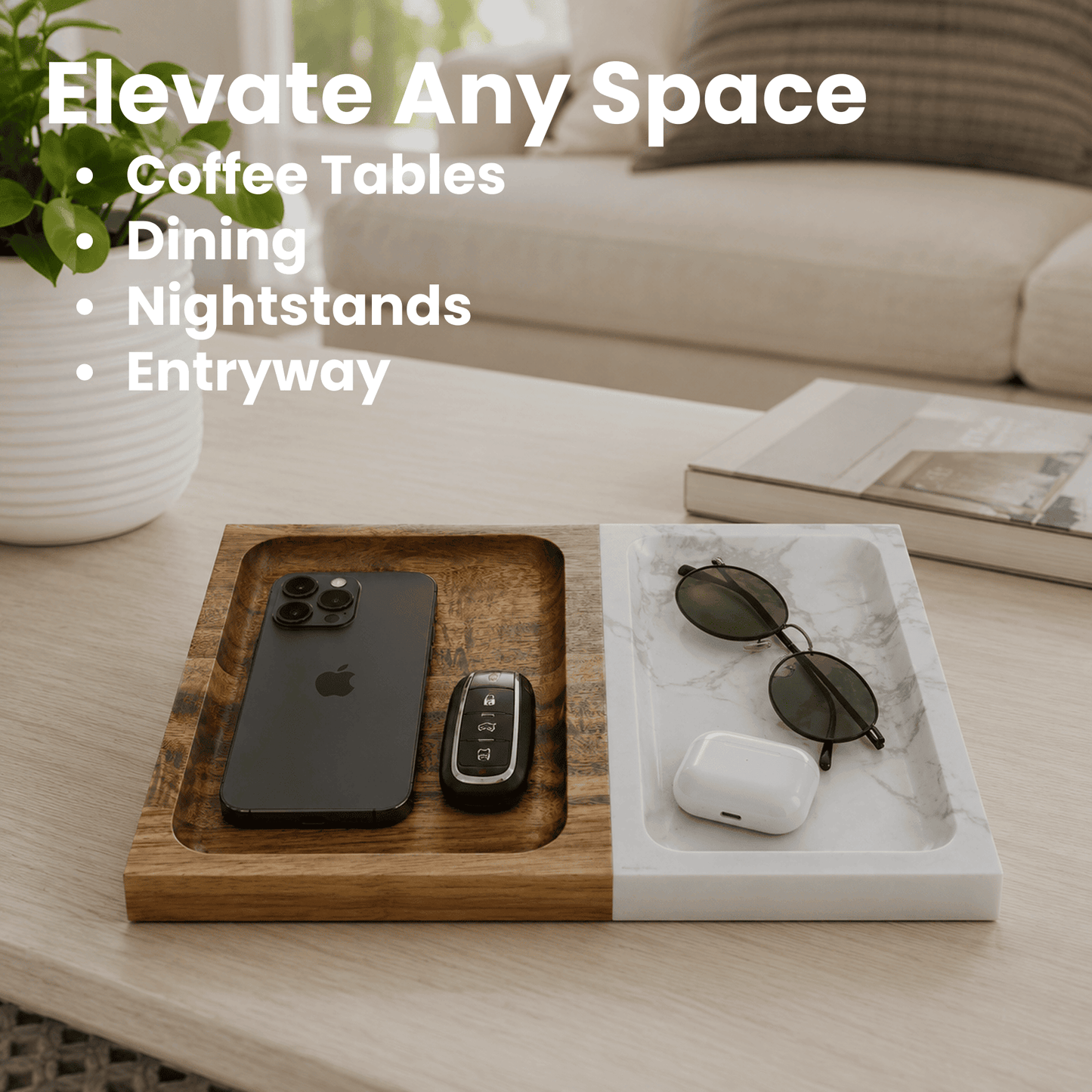 Marble & Wood Valet Tray