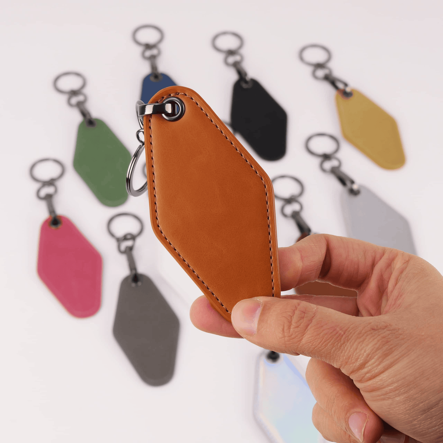 laserette motel keychain in rawhide
