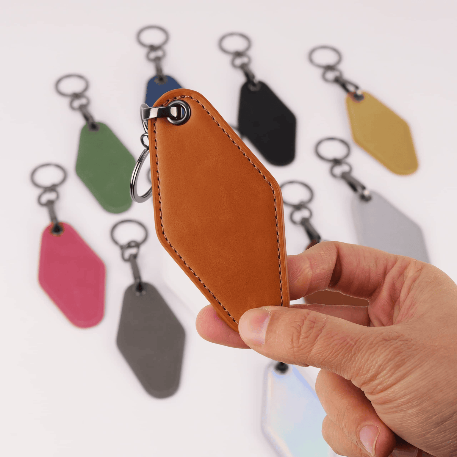 laserette motel keychain in rawhide