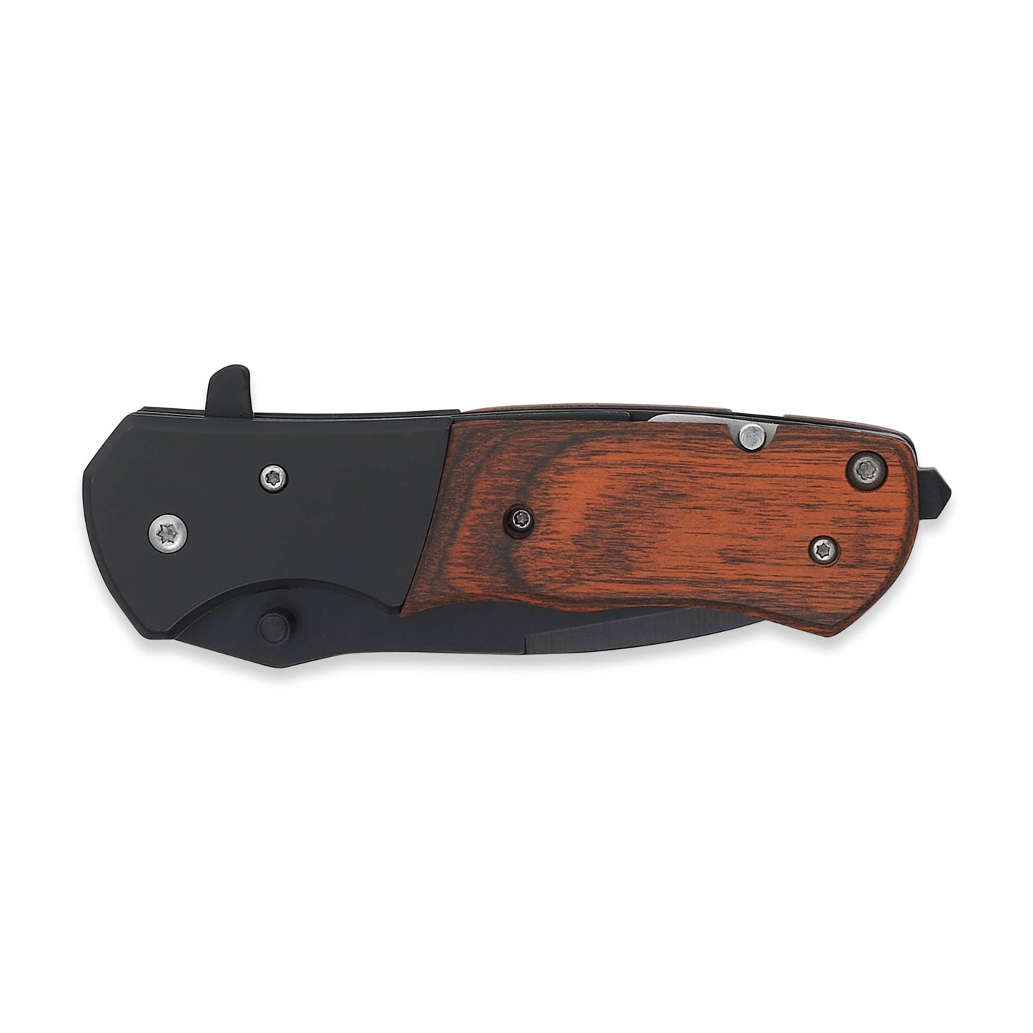 closed pocket knife, rosewood, front