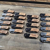 laser engraved wood pocket knives, natural wood 