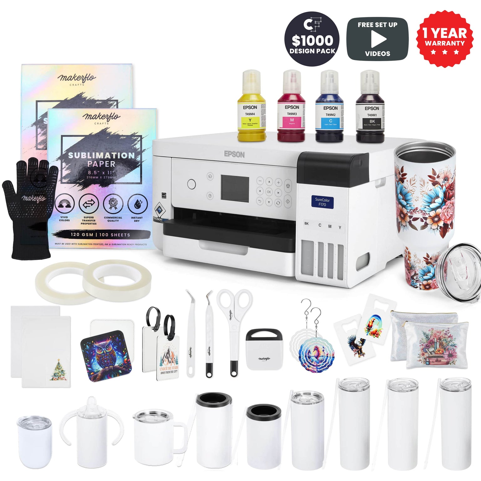 sublimation printer and tumbler bundle