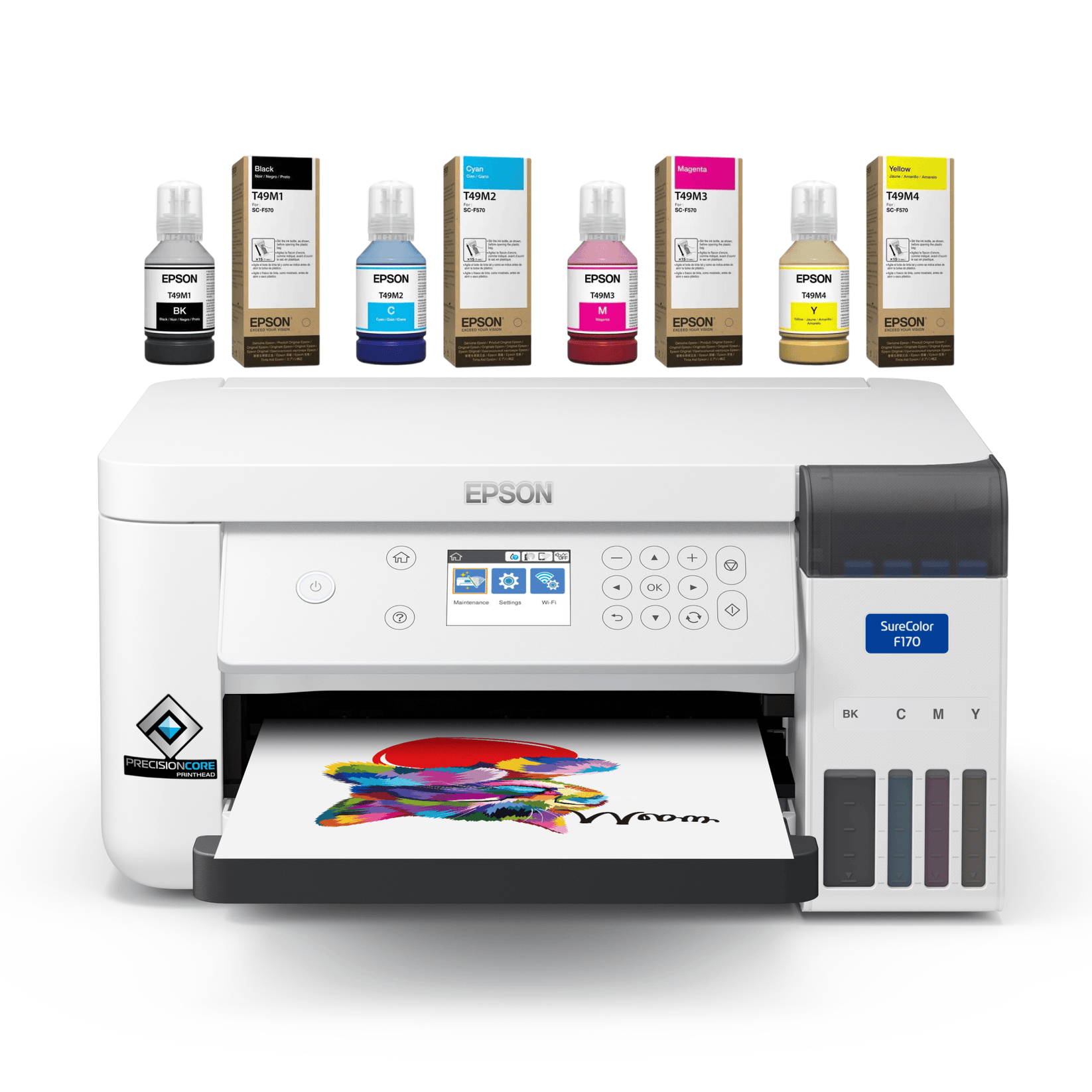 epson f170 surecolor sublimation printer with ink bottles