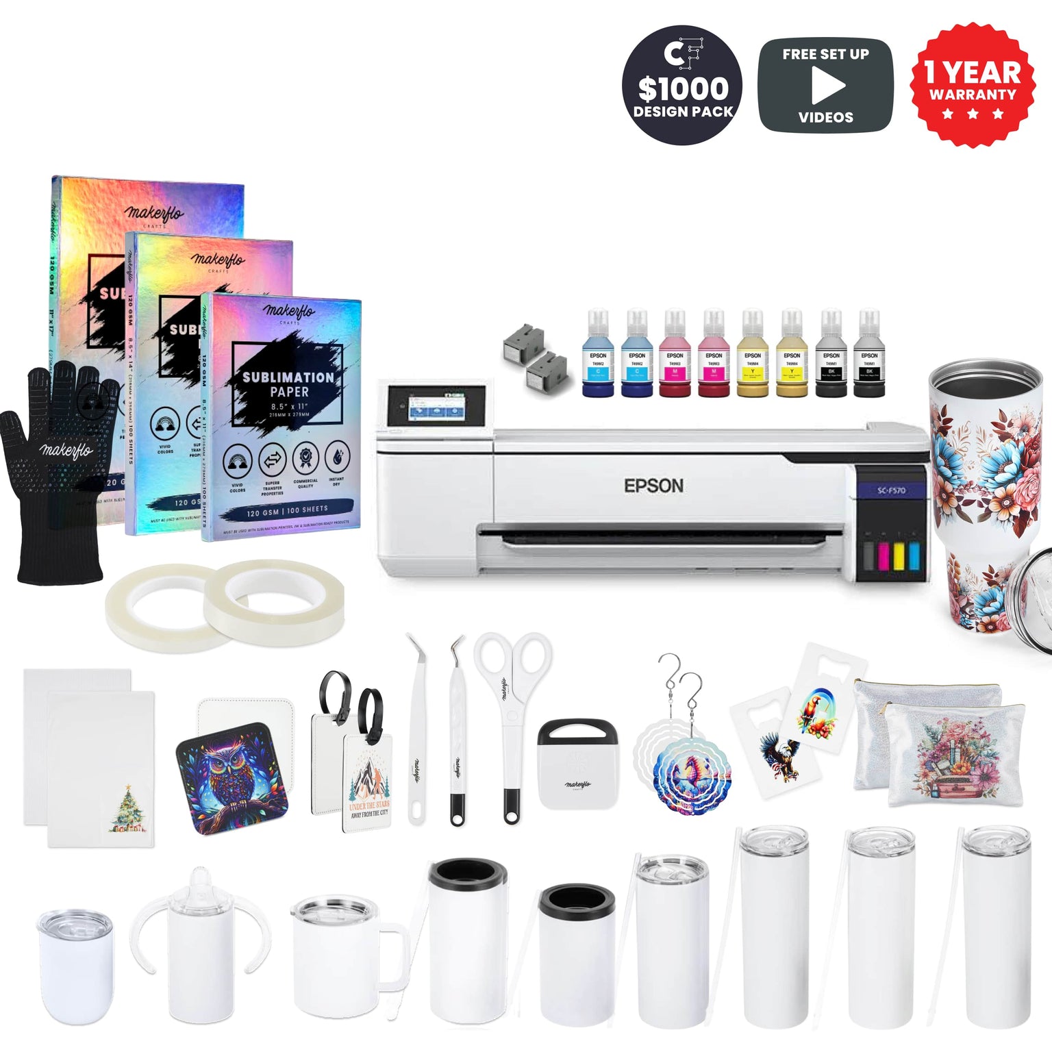 epson f570 sublimation printer blanks bundle