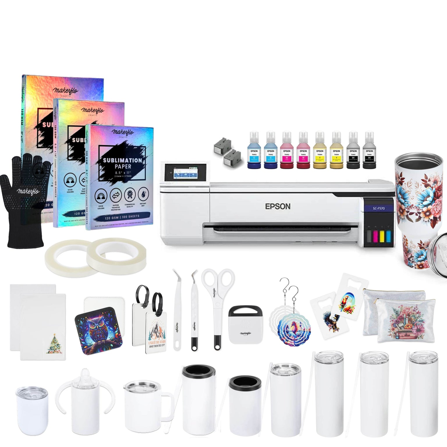 epson f570 pro sublimation printer & tumbler bundle