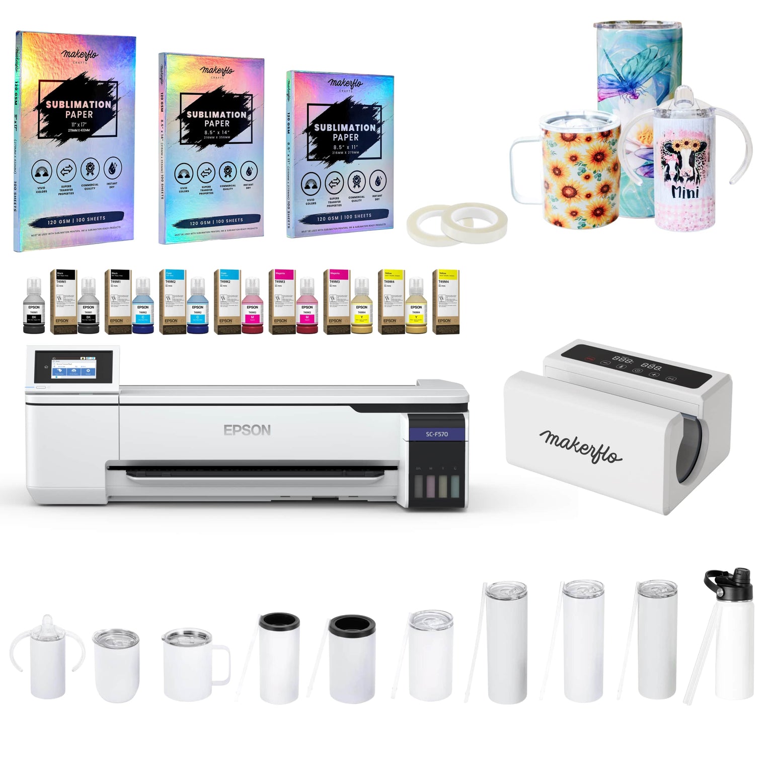 epson f570 printer tumbler press bundle