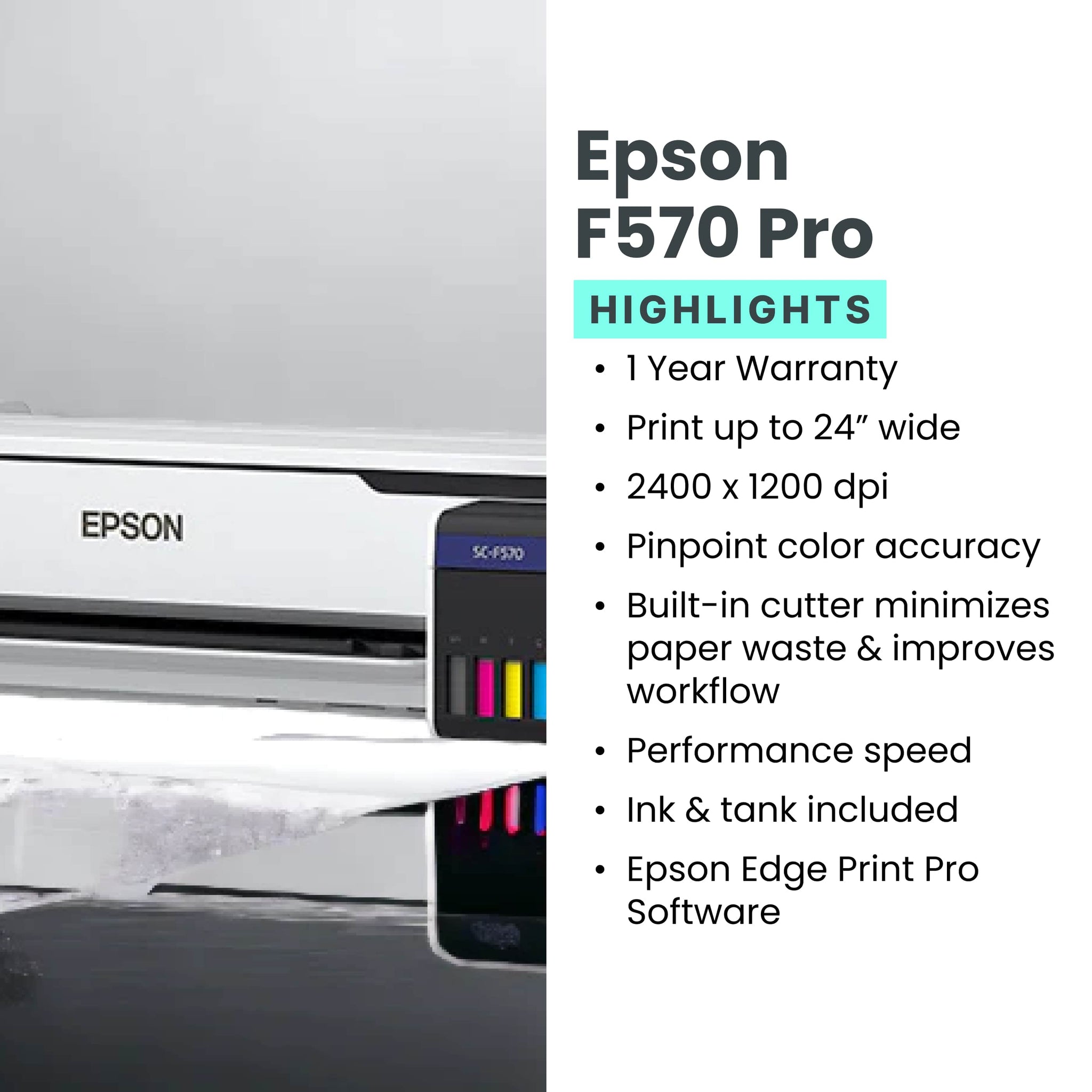 Epson F570 Pro Sublimation Printer Highlights