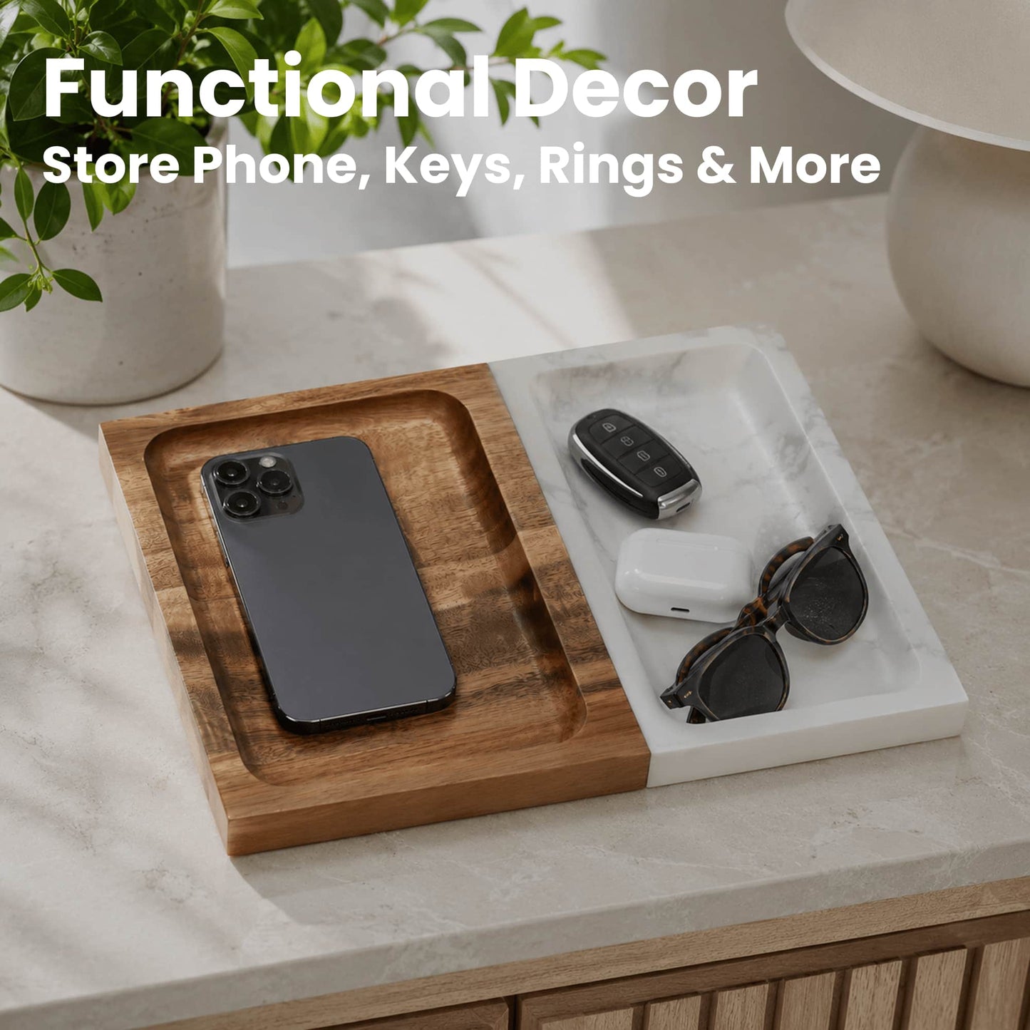 Marble & Wood Valet Tray