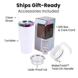 gift ready accessories included with 30oz electroplated tumbler