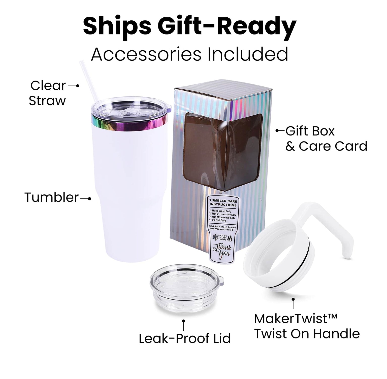 gift ready accessories included with 30oz electroplated tumbler