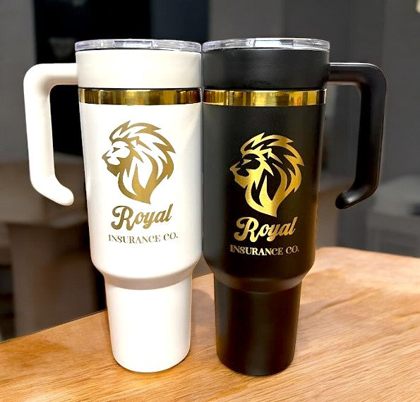 customized white and black gold plated tumblers