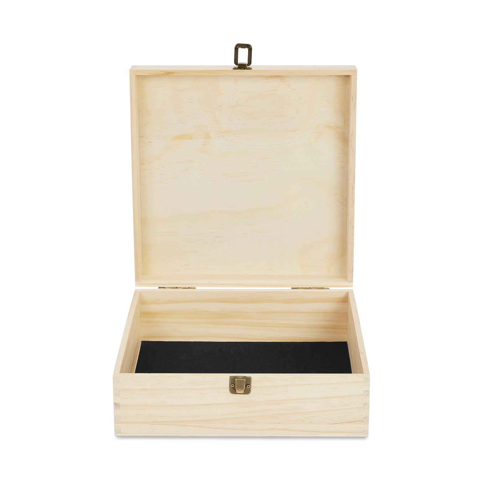 wood box with hinged lid for storage