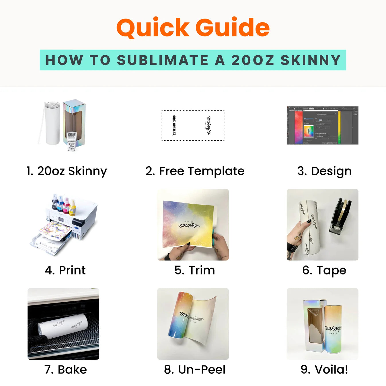 20oz skinny, quick sublimation guide