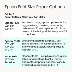 Print and Template Size - Sublimation Designs