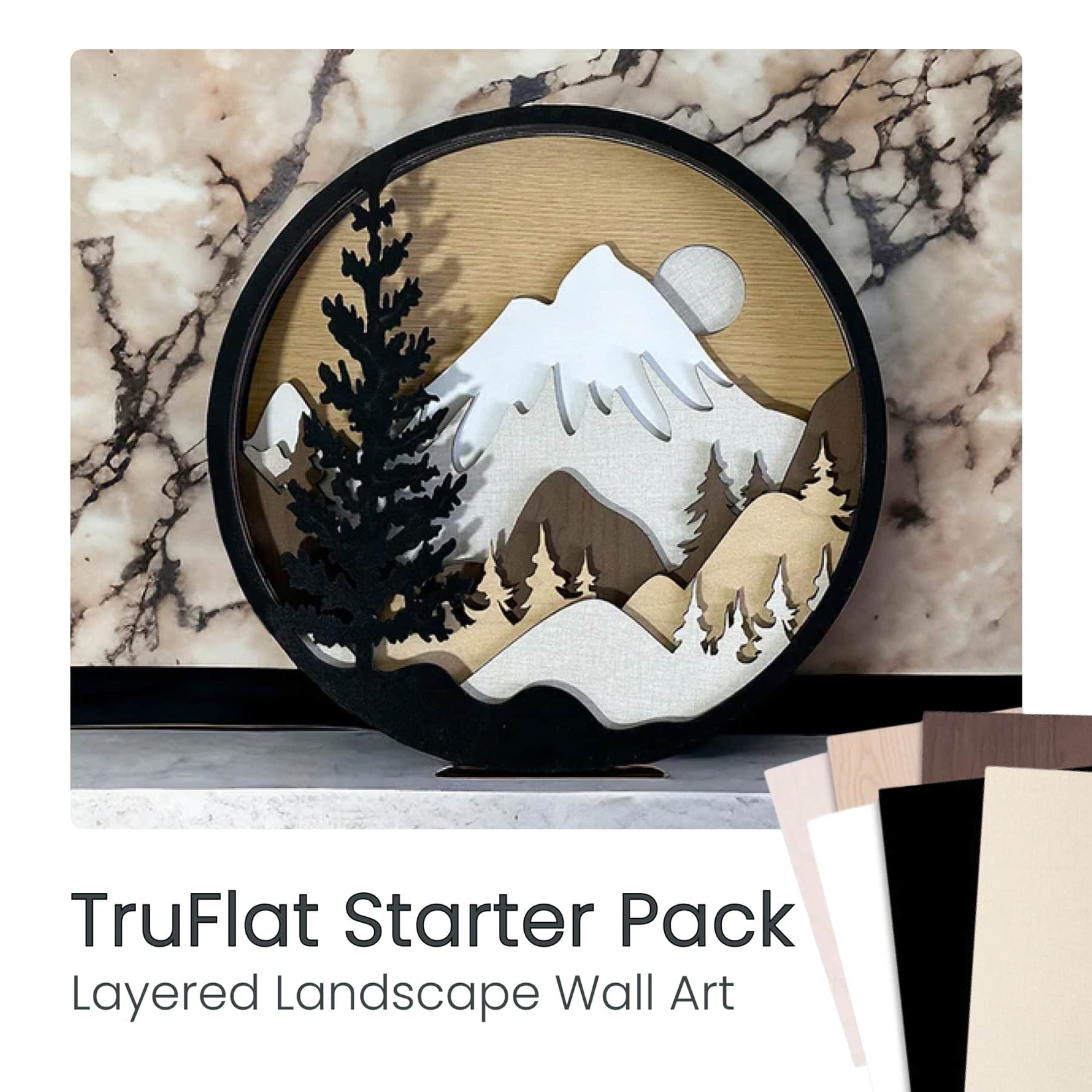 Truflat laser cut landscape wall art made with plywood