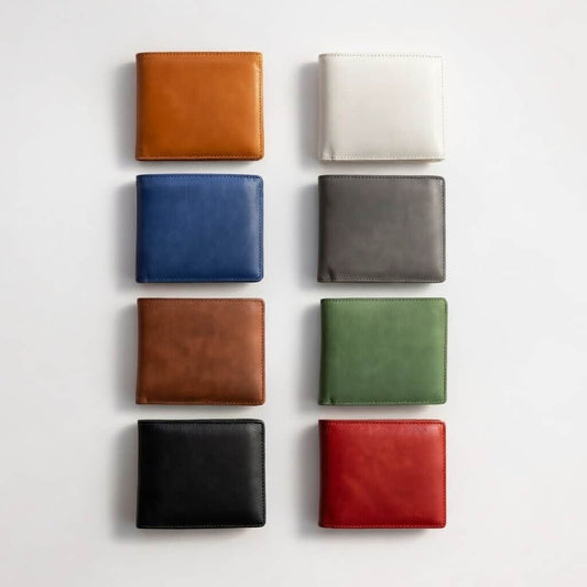 laserette men's bifold wallet, 8 color sample pack