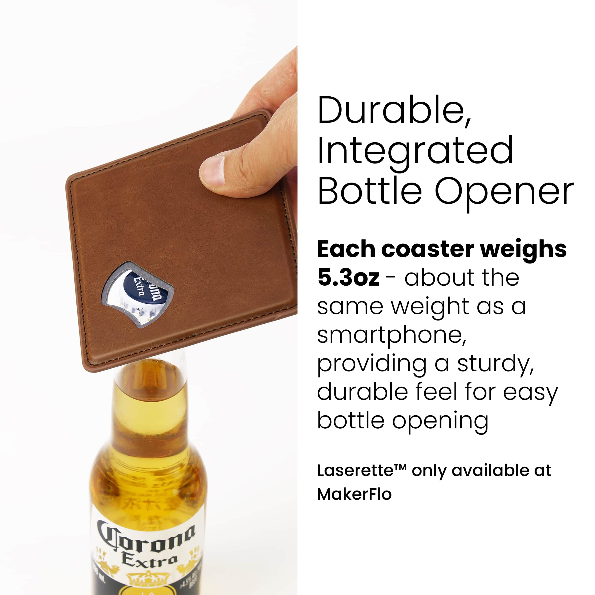 Laserette Bottle Opener Coaster | Laser Engrave or UV Print