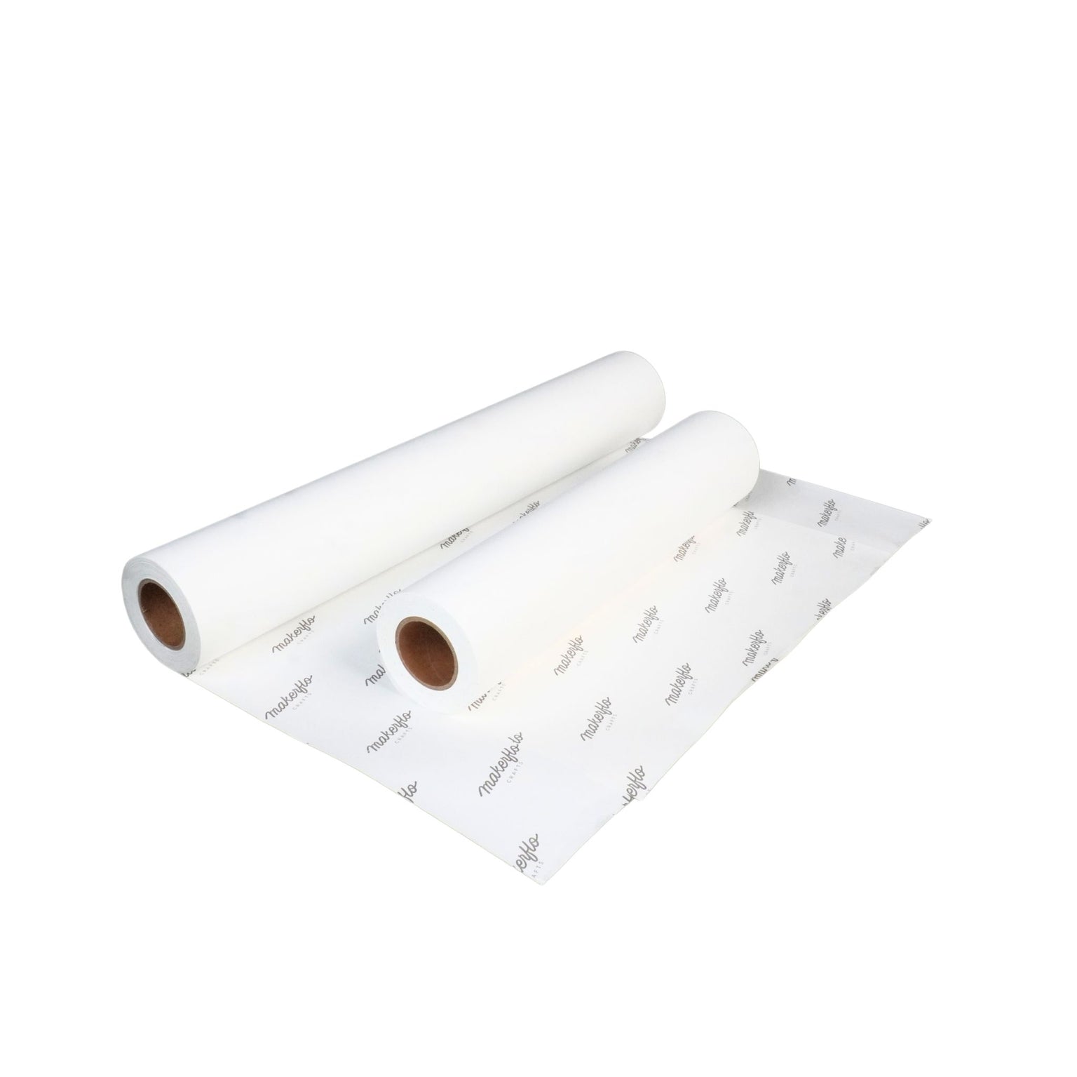 24 inch and 17 inch wide sublimation paper rolls, shown side by side
