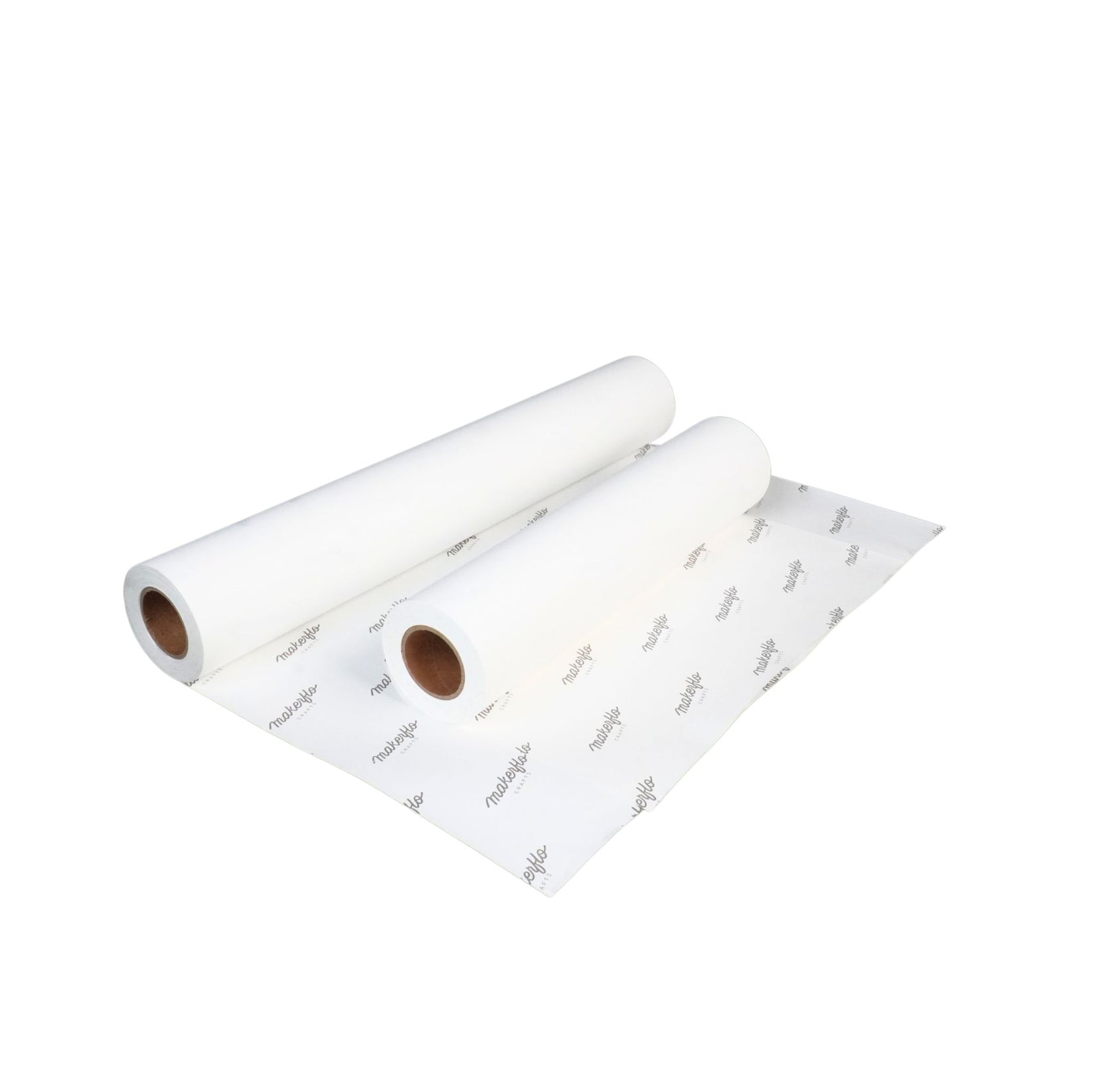 24 inch and 17 inch wide sublimation paper rolls, shown side by side