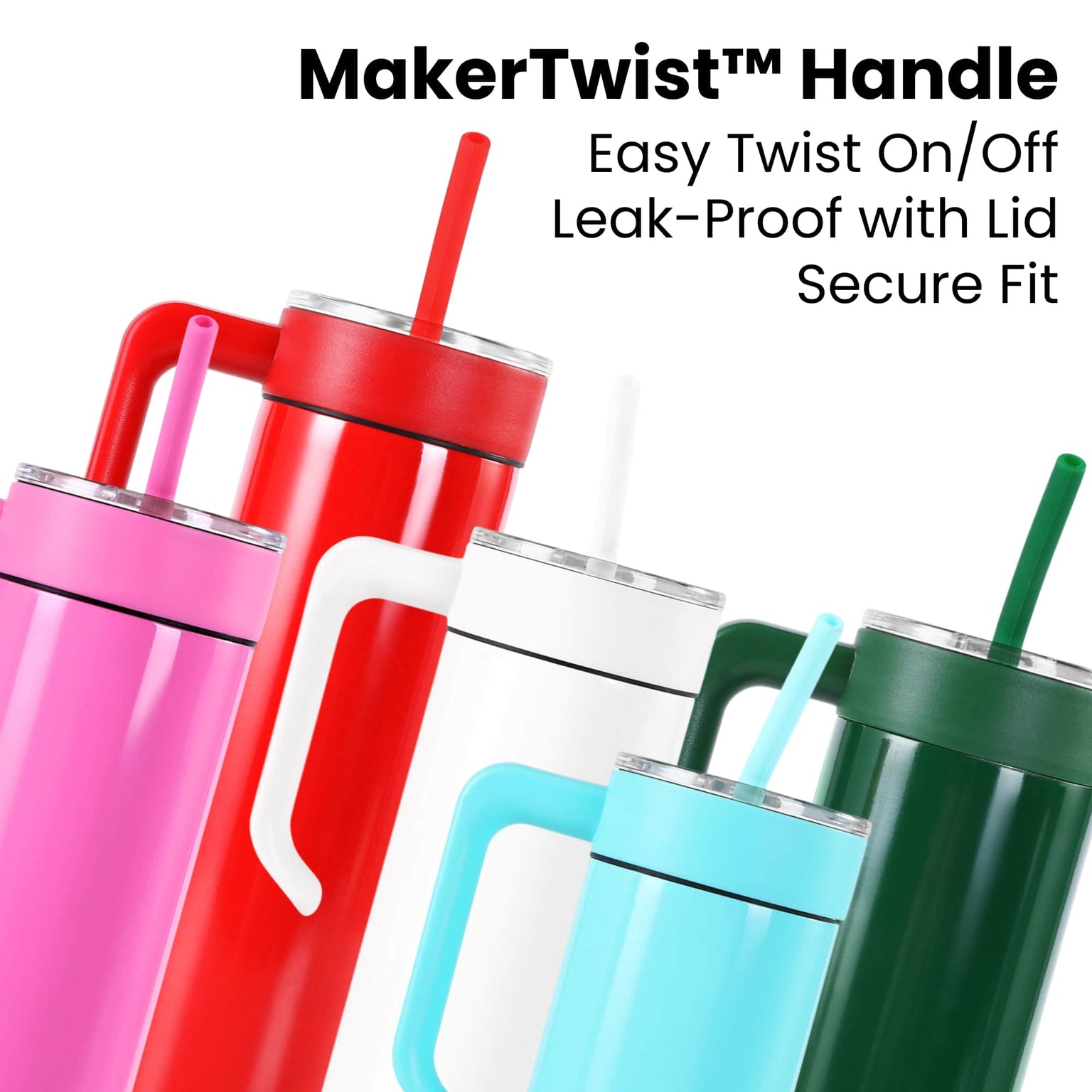 20oz skinny tumbler handle - twist on or off with leak-proof design