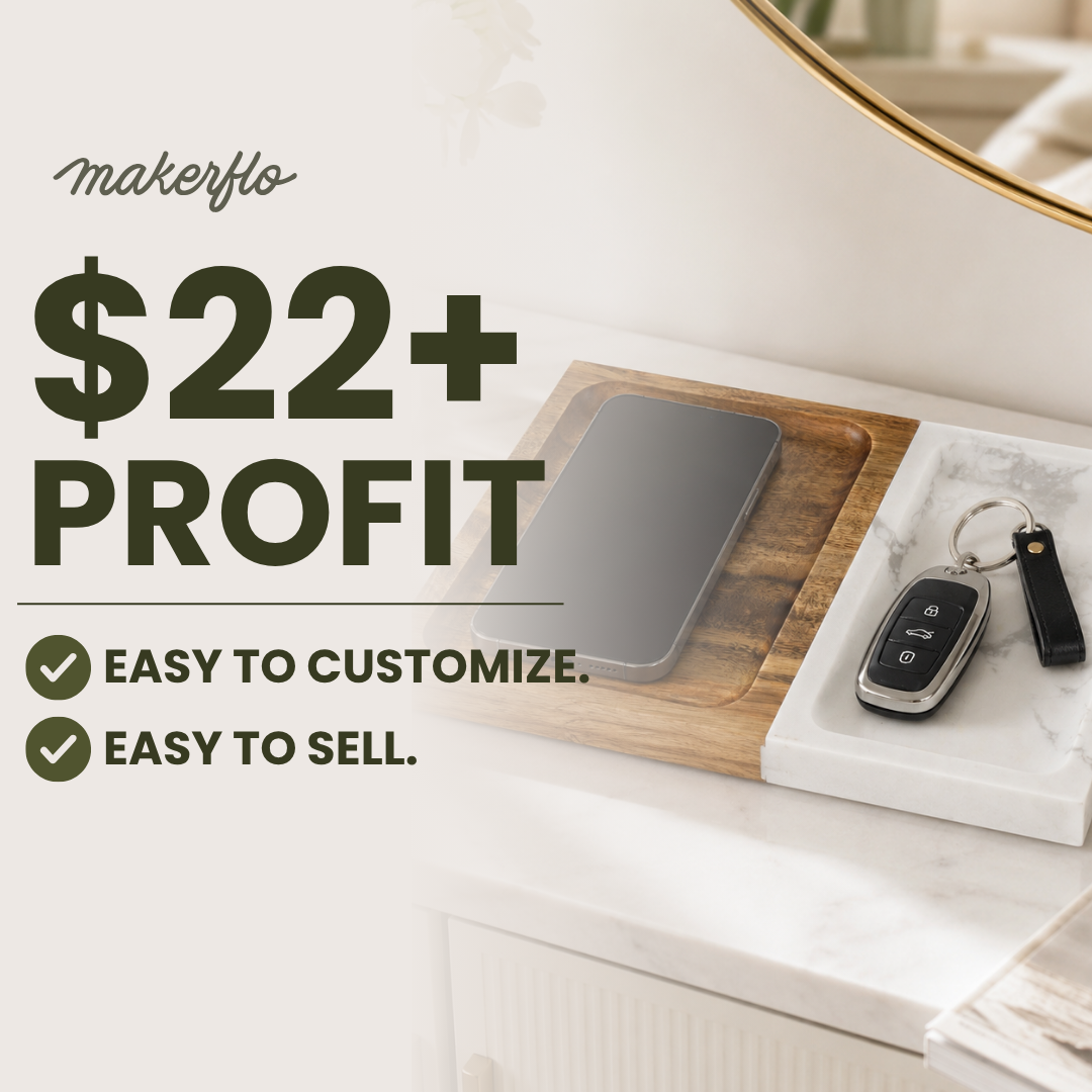 Marble & Wood Valet Tray