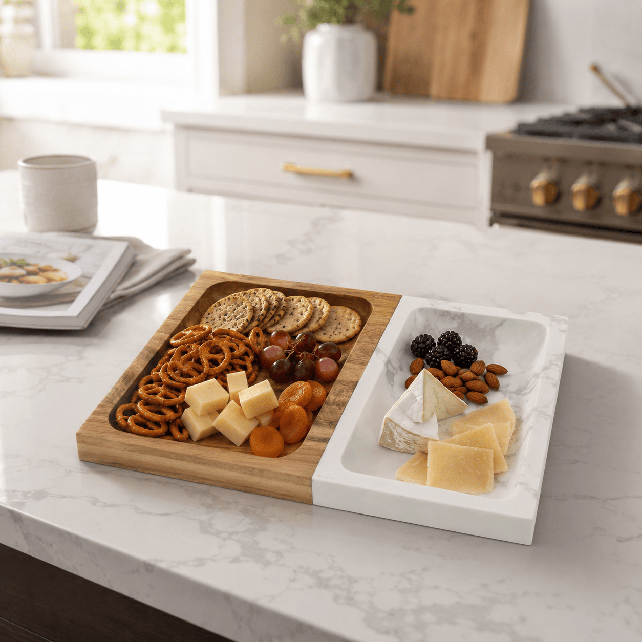 Marble & Wood Valet Tray