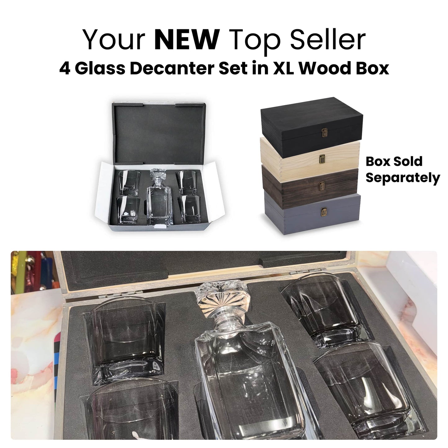 4 Glass Decanter Set