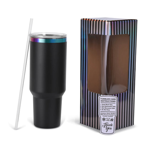 black rainbow plated tumbler, with box