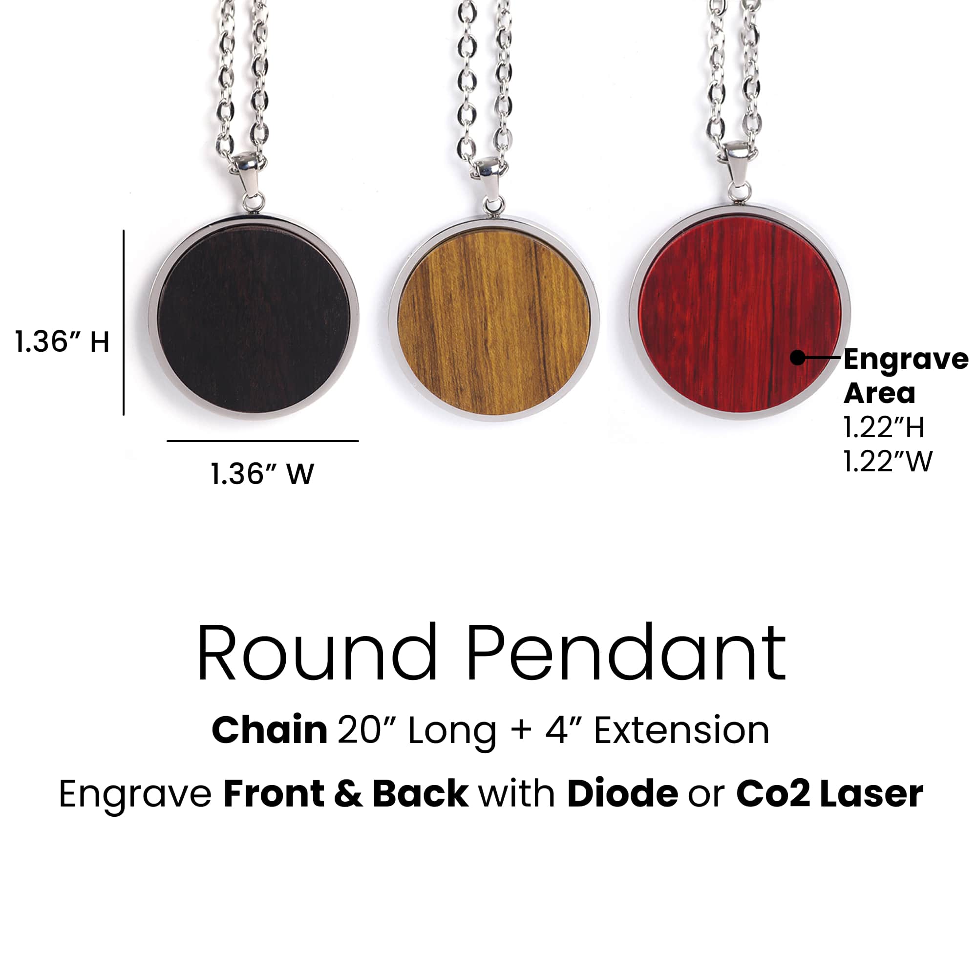 ネックレス・ペンダント Aflogical jewelrys / Necklace Engravable Wood Pendant Necklace Blanks | MakerFlo