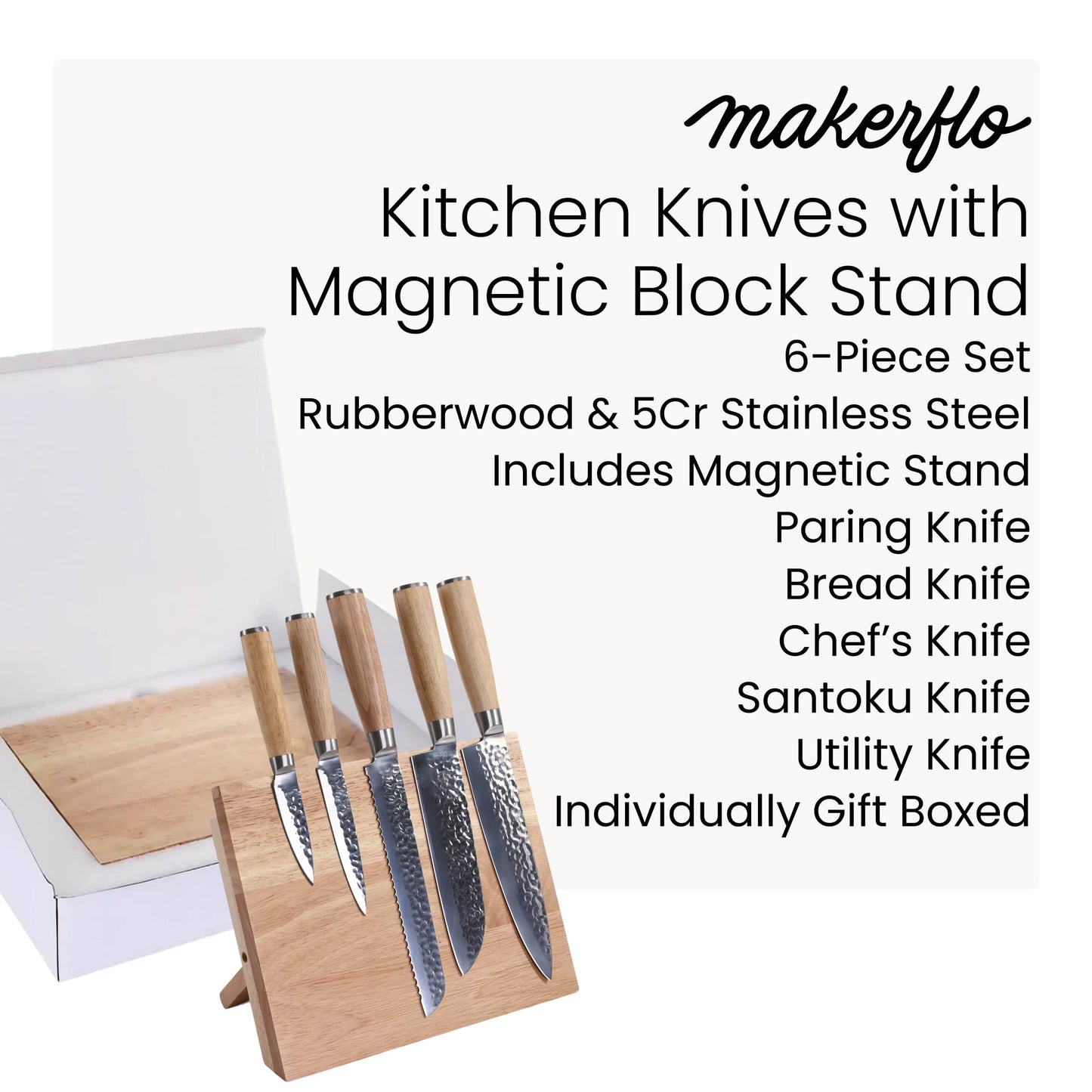 Kitchen Knives with Magnetic Block Stand