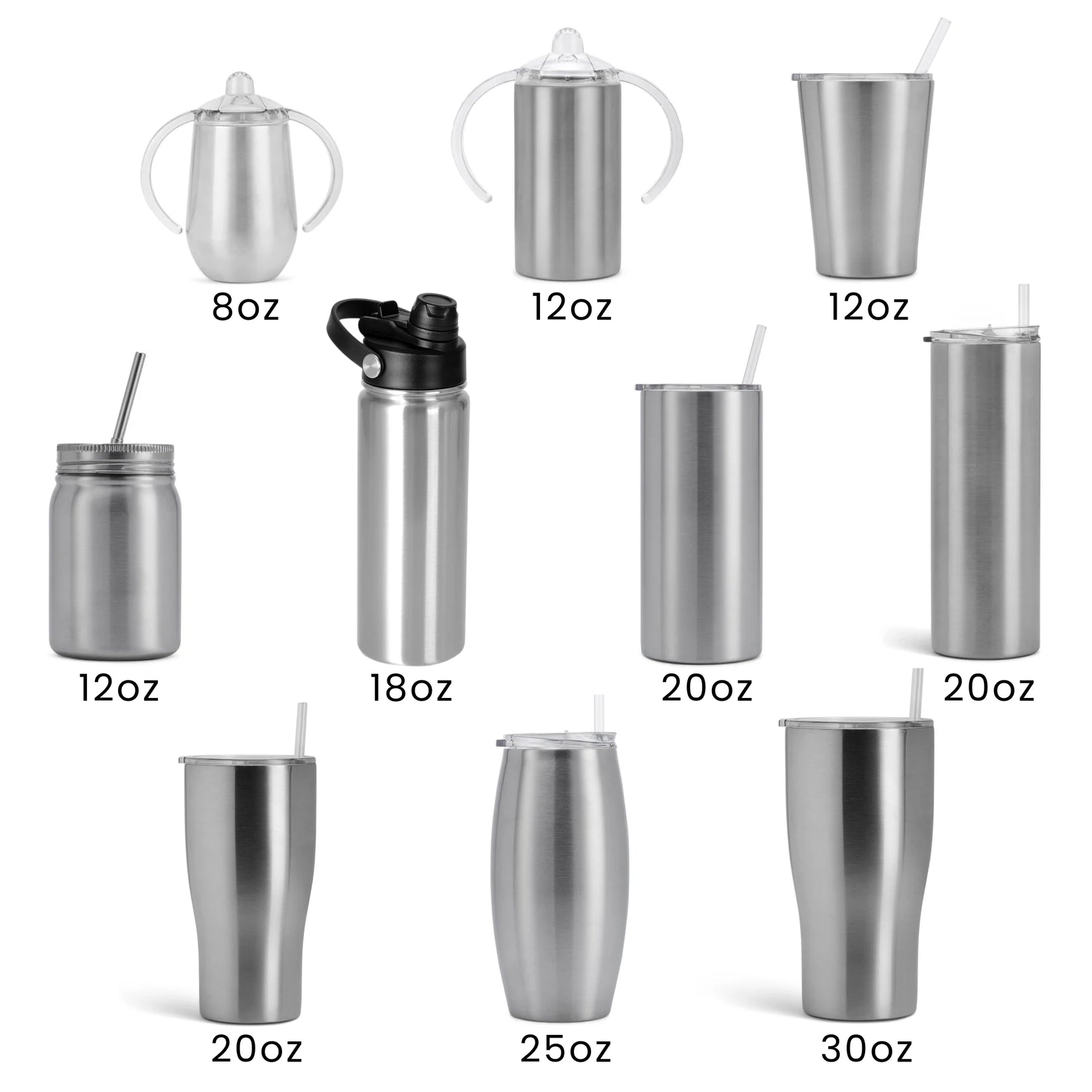 stainless steel tumbler pack, sizes