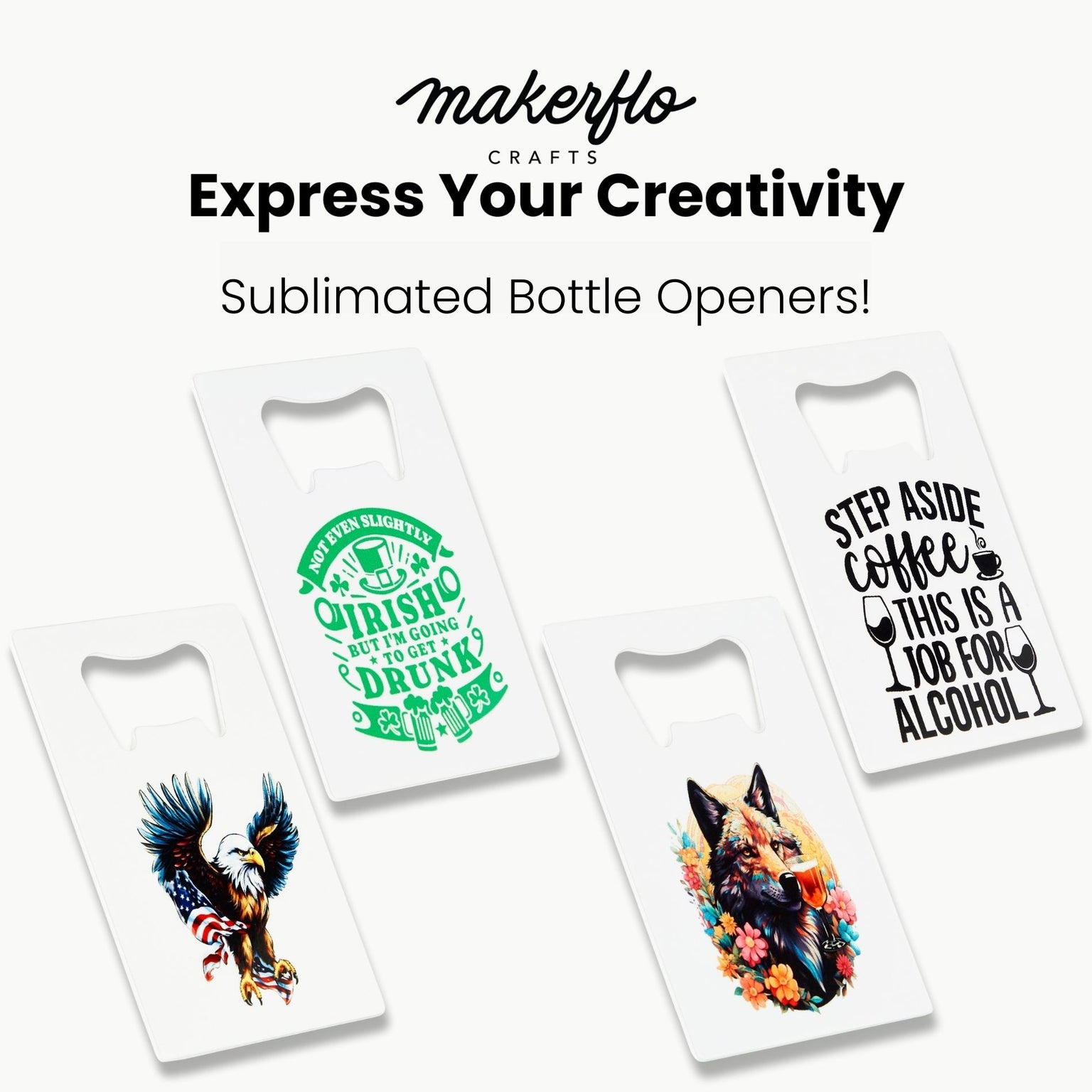 sublimation bottle openers, customized with designs
