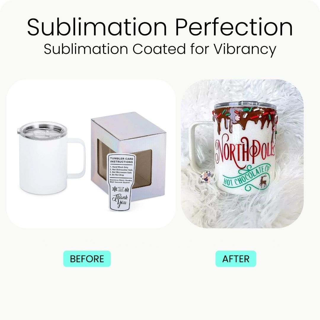 sublimation camper mug, before and after