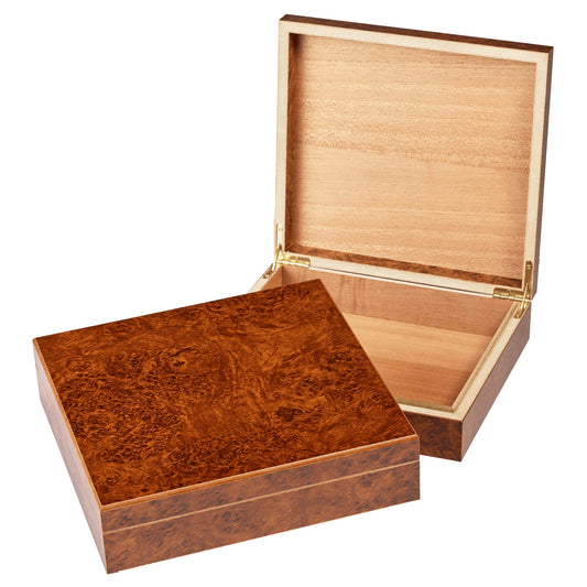 valet box, cedar lined, hinged lid, burlwood