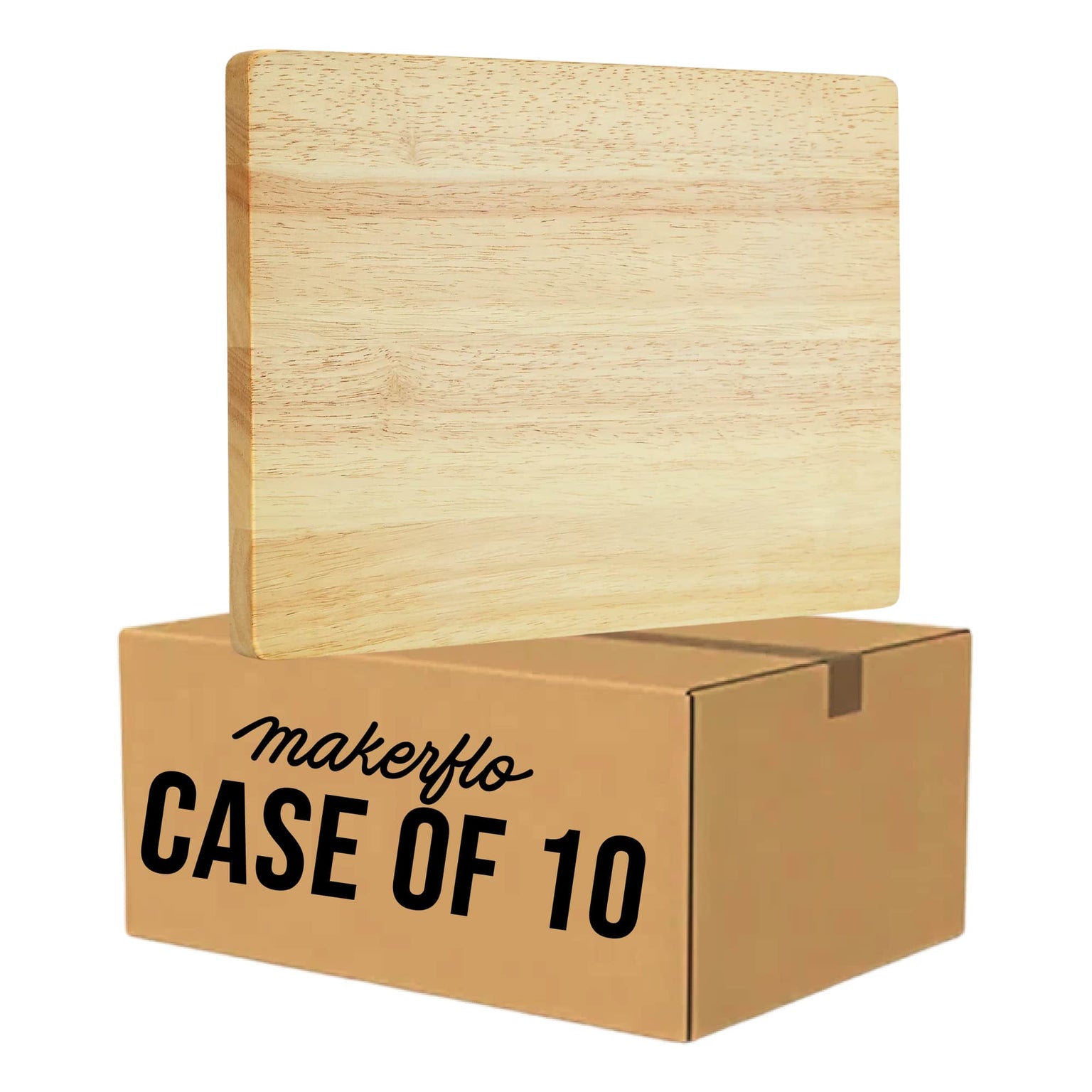 bulk rubberwood cutting board, case of 10