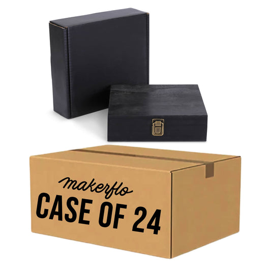 wood cigar box, black, bulk, case of 24