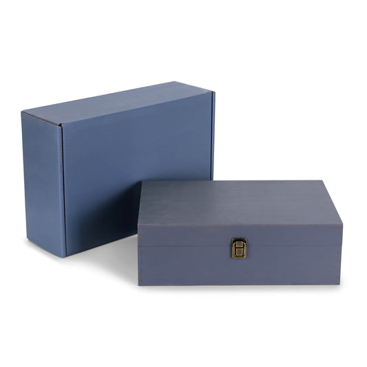 wood keepsake box, gray, with gift box