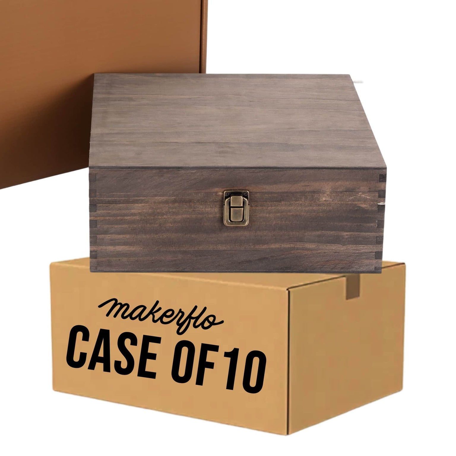 wood storage boxes, dark walnut, case of 10