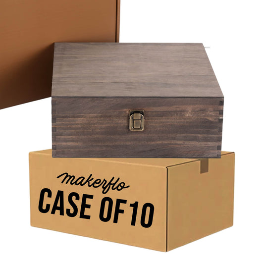 wood storage boxes, dark walnut, case of 10