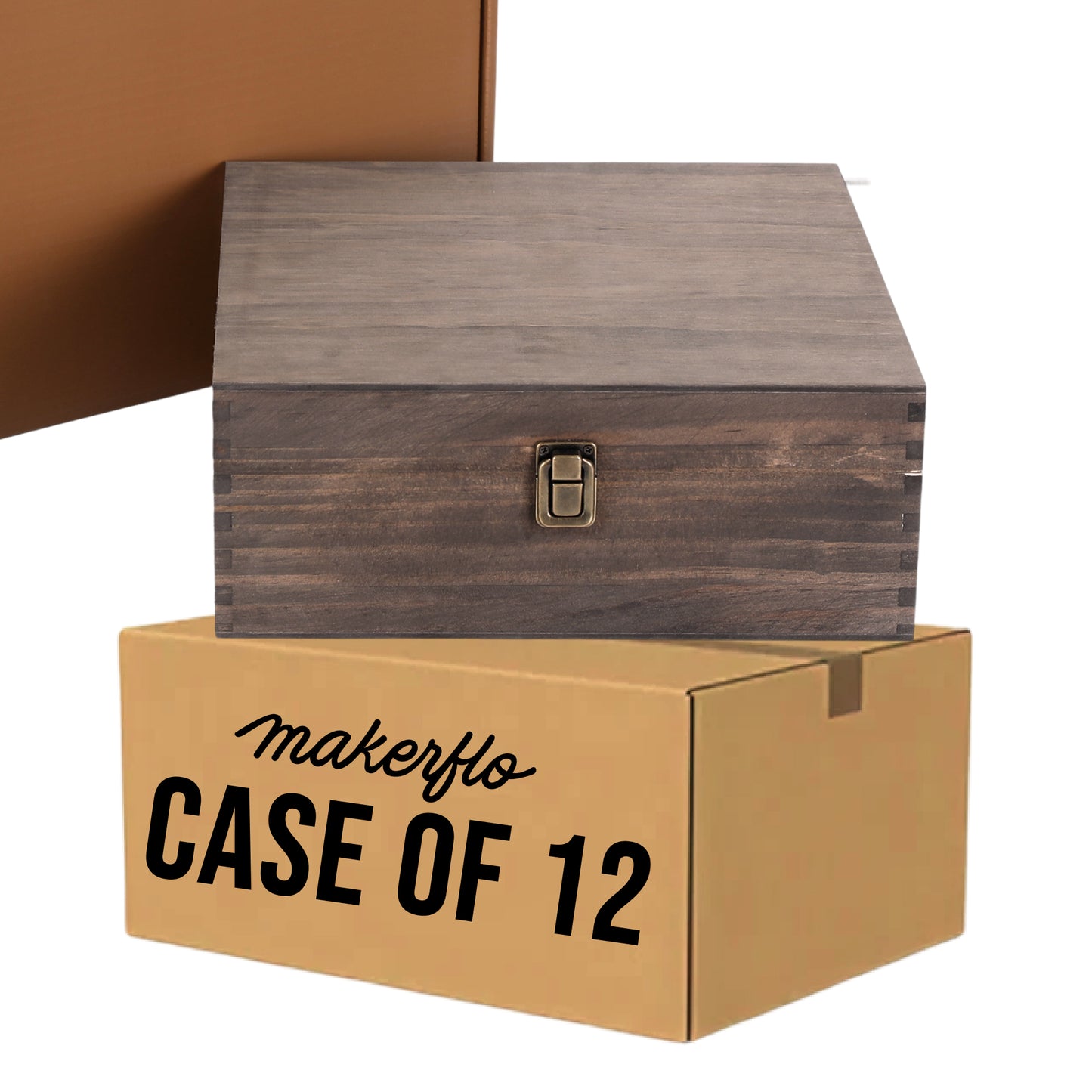 wood storage box, walnut, bulk, case of 12