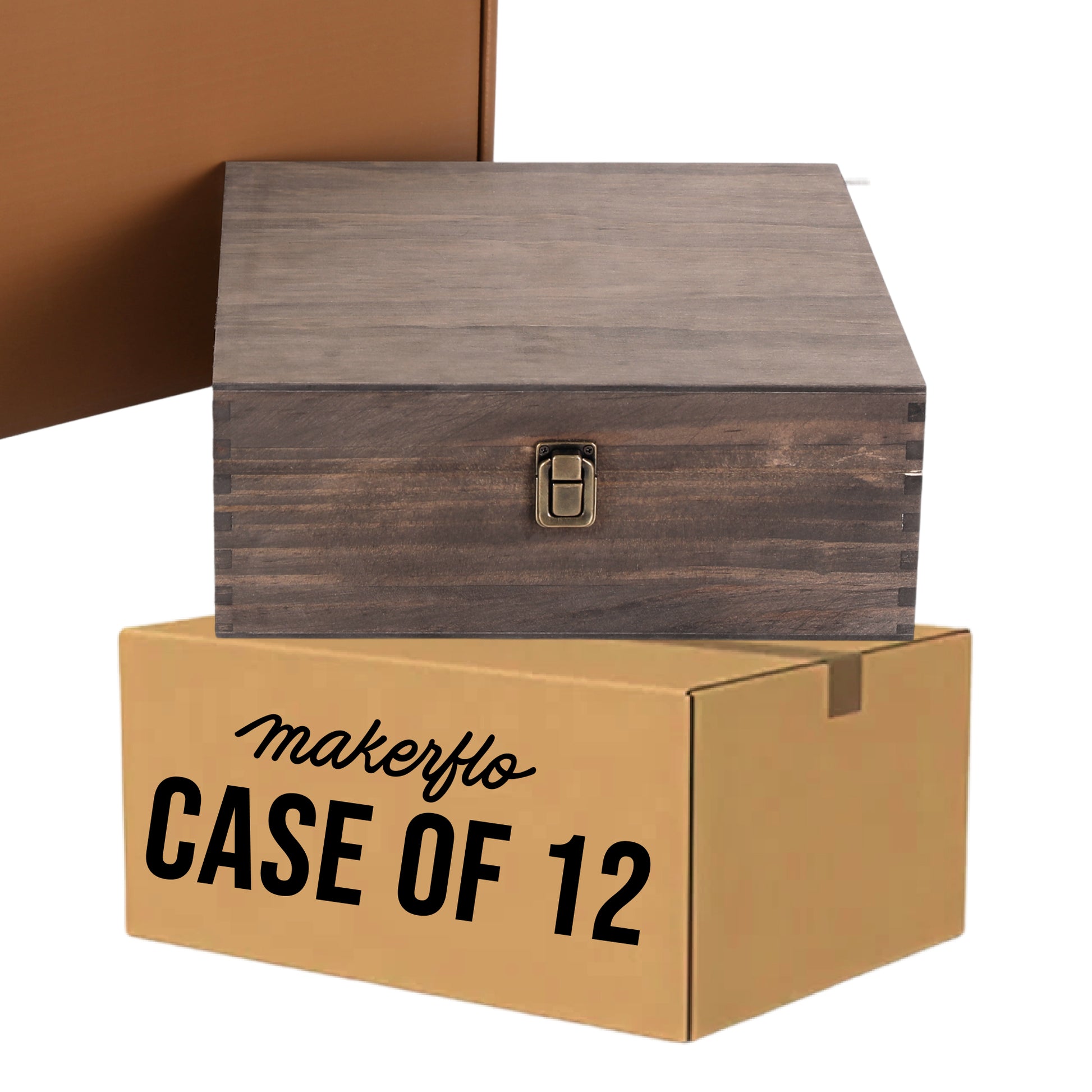 wood storage box, walnut, bulk, case of 12