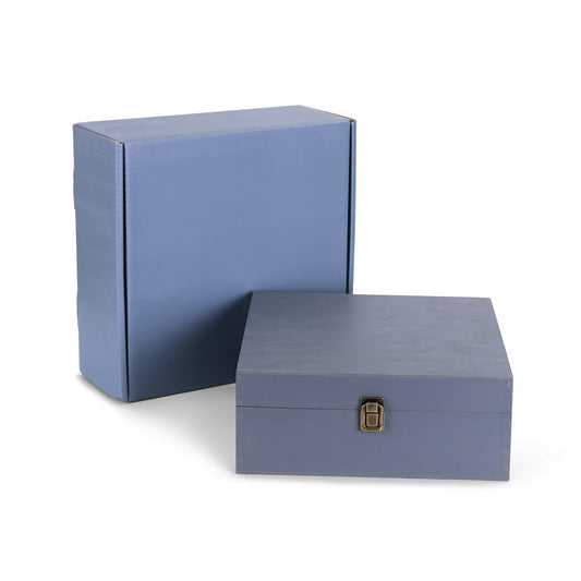wood storage box, grey with gift box