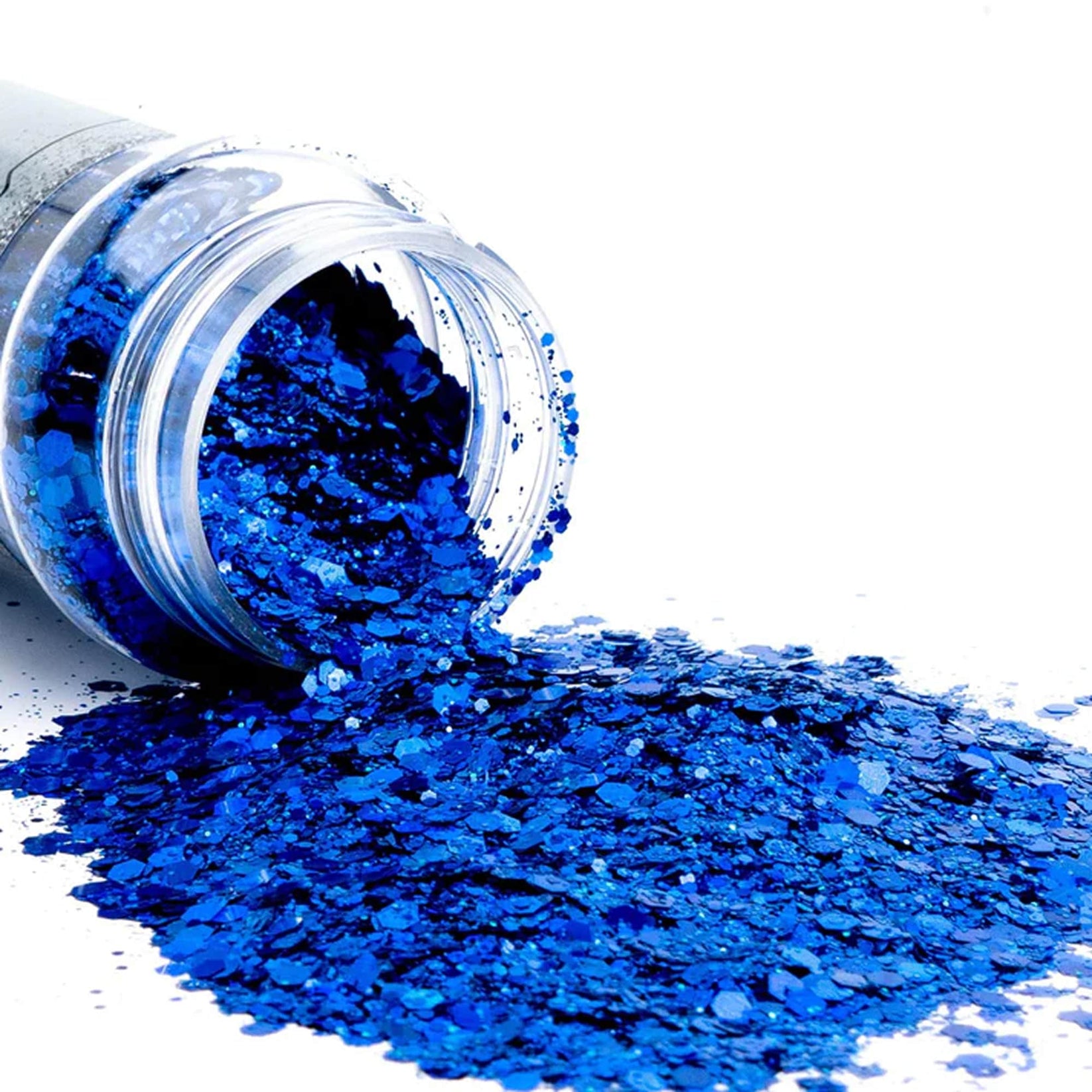 blue glitter, chunky mix, holographic in electric blue