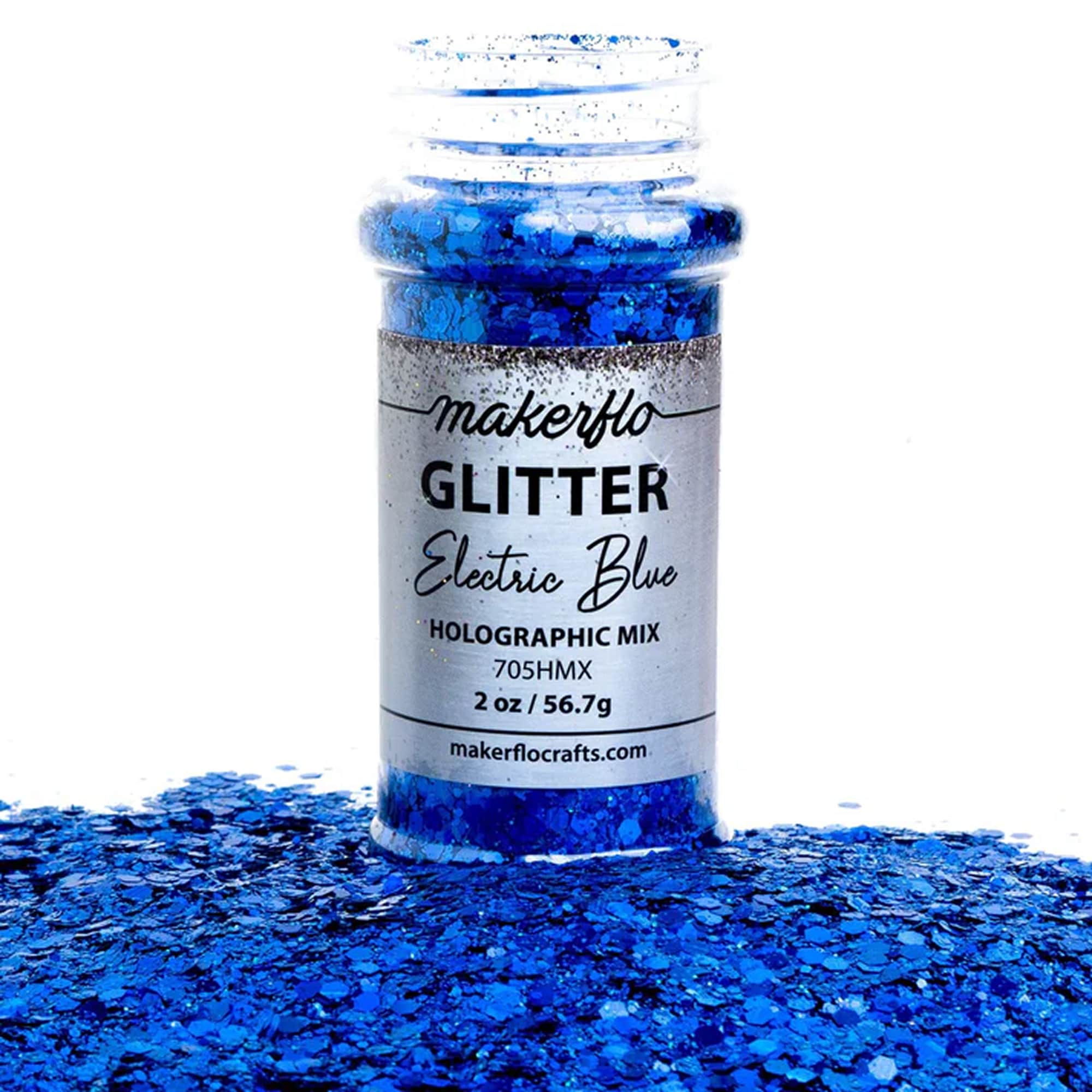 blue glitter, electric blue holo chunky mix