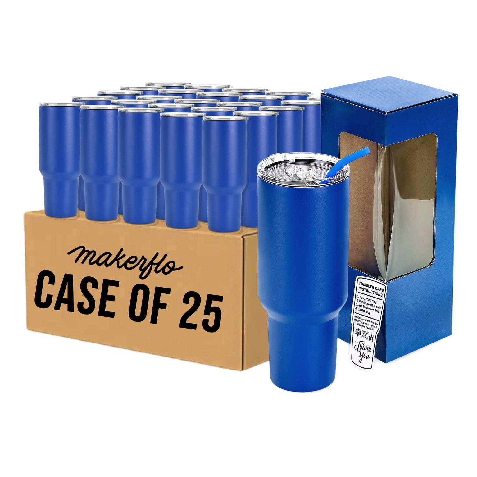 MakerFlo Tumbler, Case of 25, 40oz in Blue