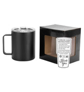 black coffee mug, powder coated