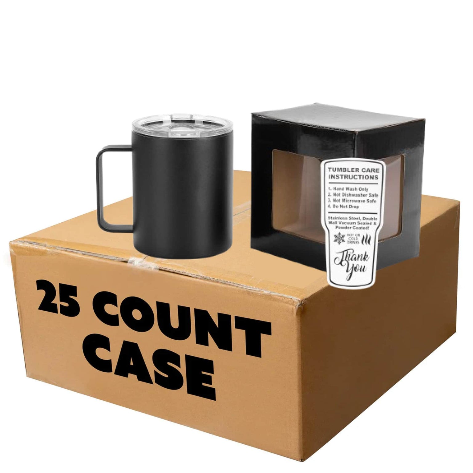 bulk coffee mugs, black, case of 25